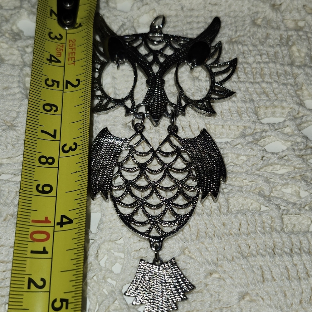 Vintage Silver Owl Pendant Necklace